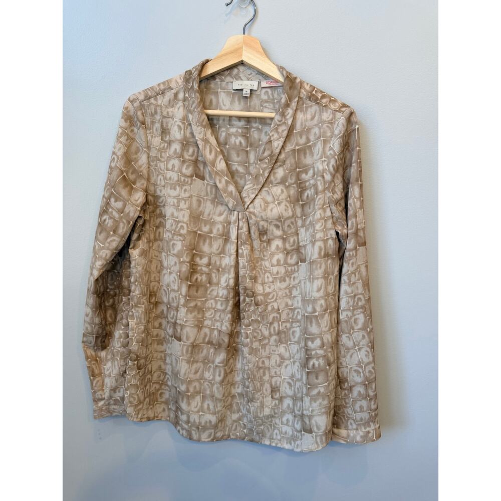 The Limited Scandal Collection Tan Crocodile Print V-Neck Blouse M